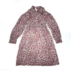 Vintage Liberty Floral Long Sleeve Girls Dress Pink 6
